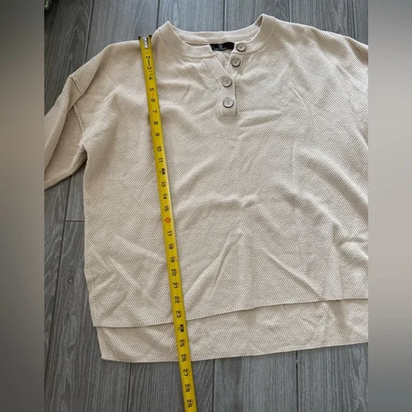 Lillusory|Tan neutral waffle knit sweatshirt with button details,Size XL•••Boho - Picture 12 of 12